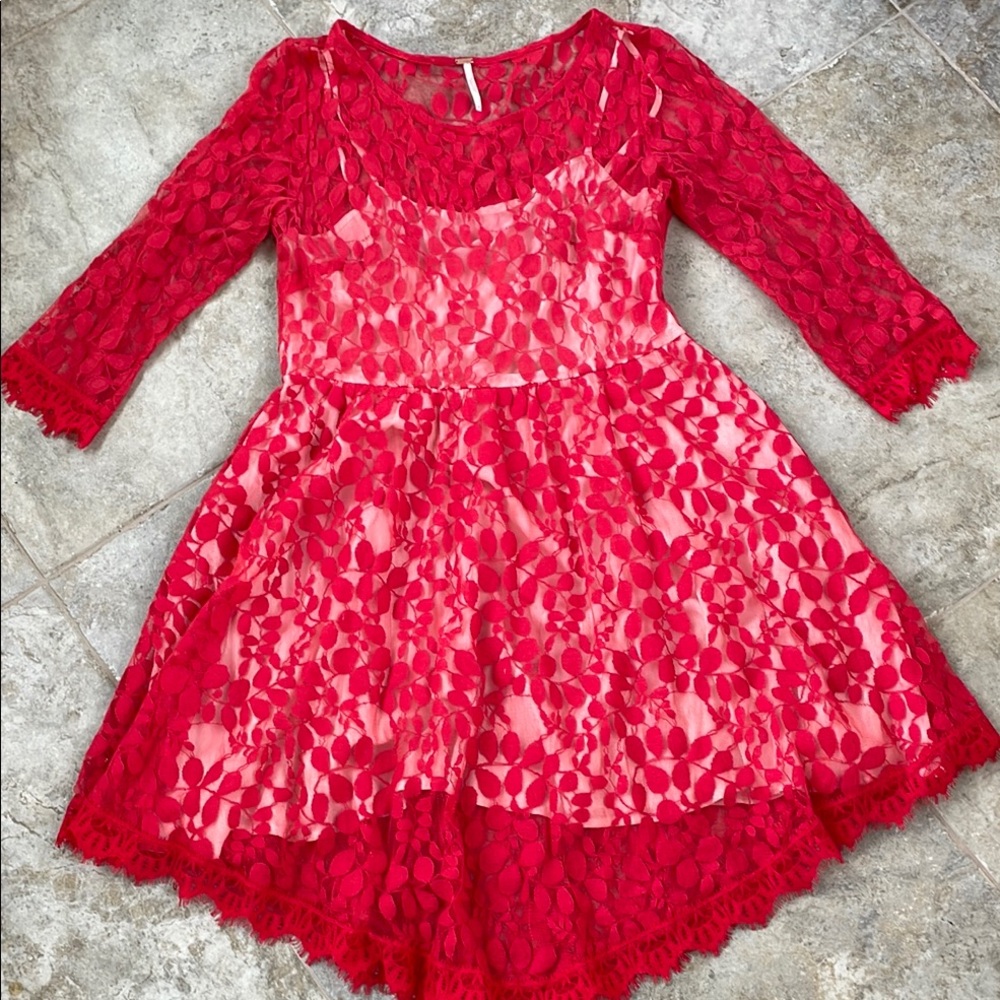 Free People Red Lace Dress